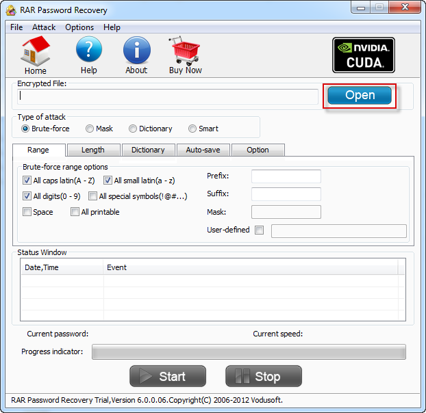Click to view Vodusoft RAR Password Recovery 6.0.0.06 screenshot